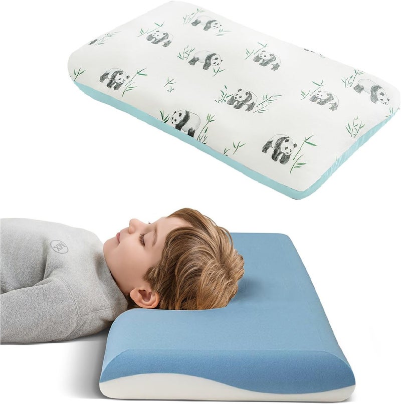 RESTIRY Toddler Pillow with Two-Sided Removable Pillowcase, Kids Memory Foam Pillow, Kids Pillow for Sleeping, Breathable and Cooling, 12x20 in ﻿ - Image 1